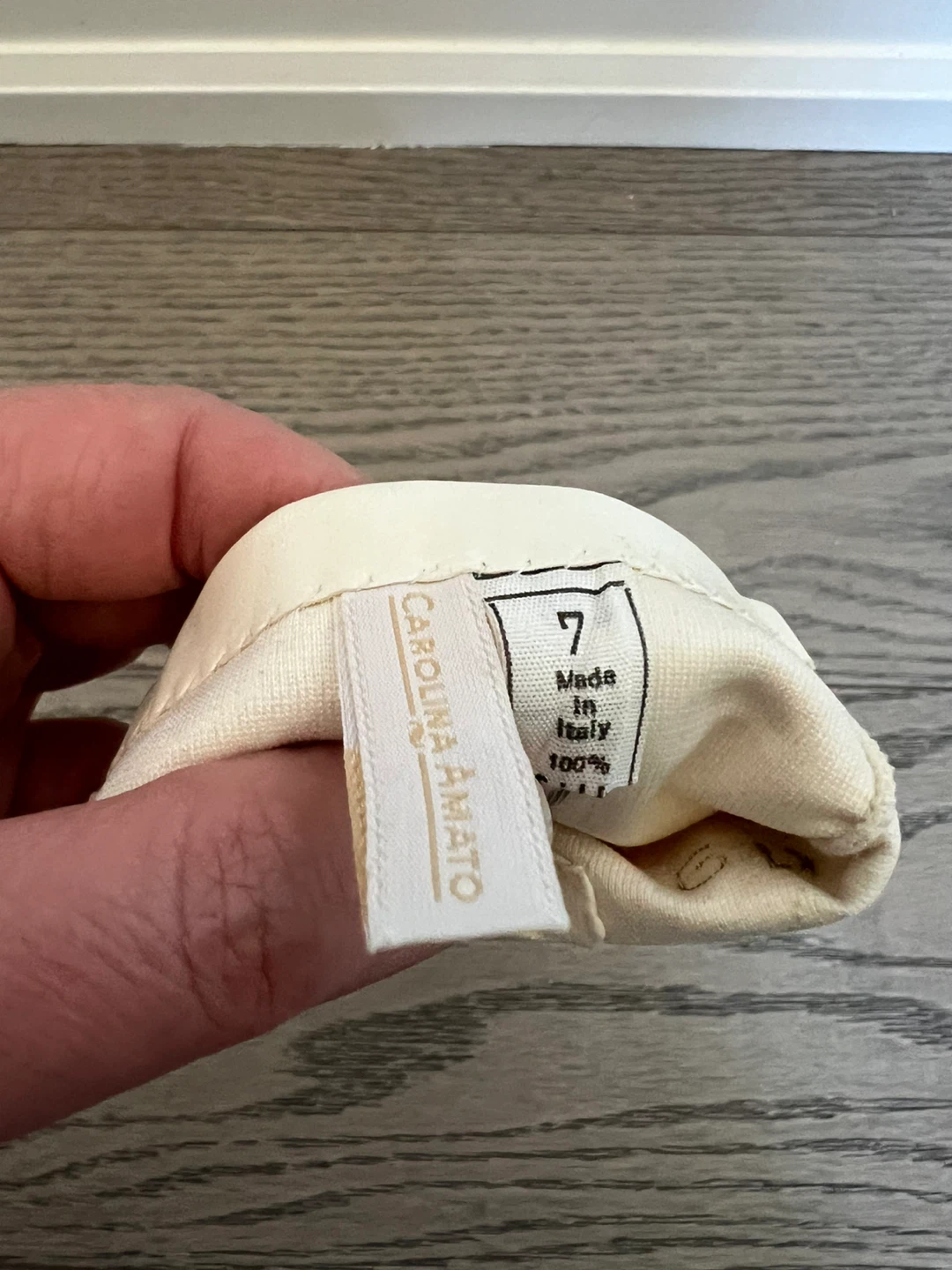 Carolina Amato Leather Gloves Size 7 Cream Lined Made in Italy - photo 4