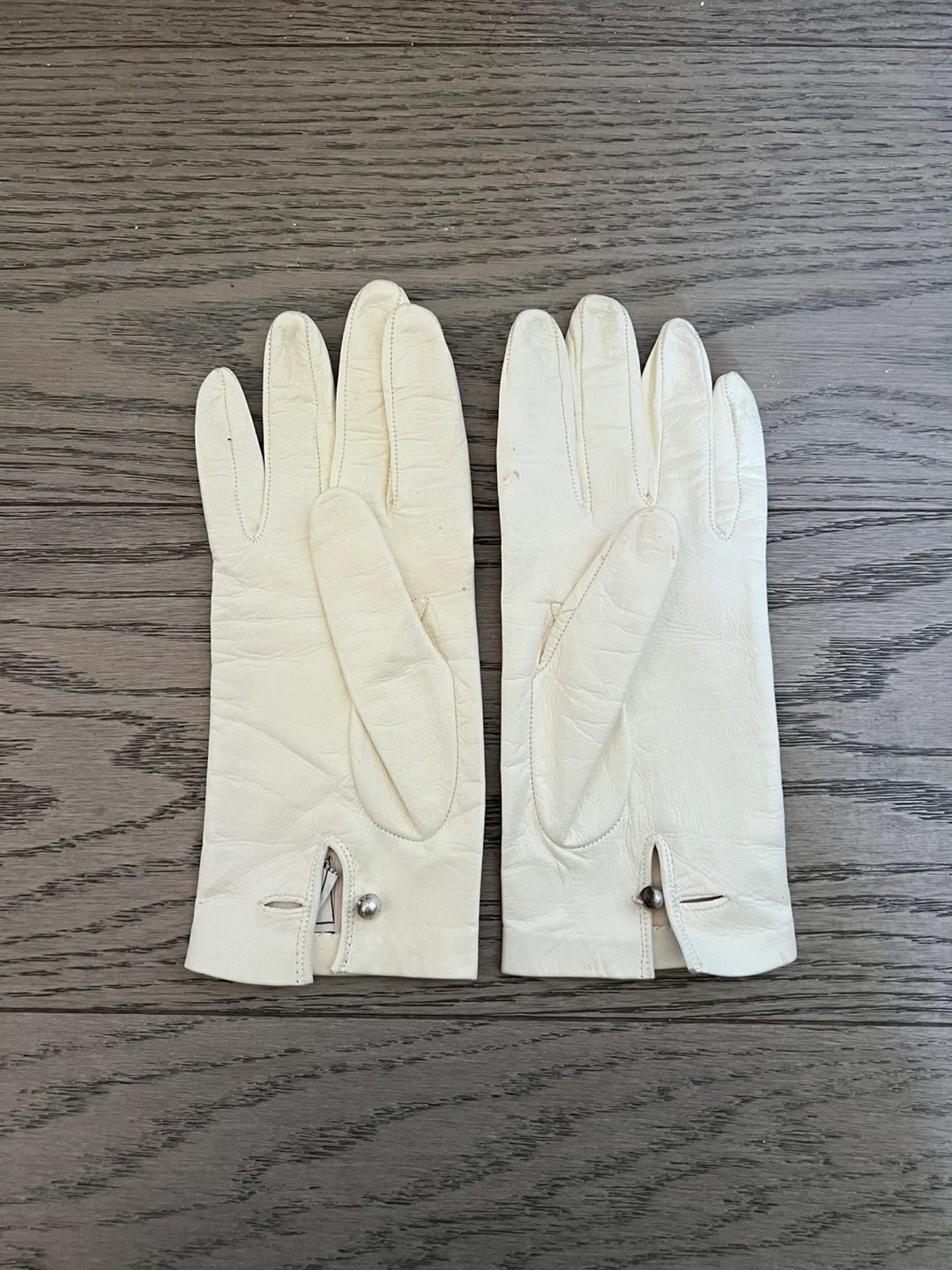 Carolina Amato Leather Gloves Size 7 Cream Lined Made in Italy - photo 2