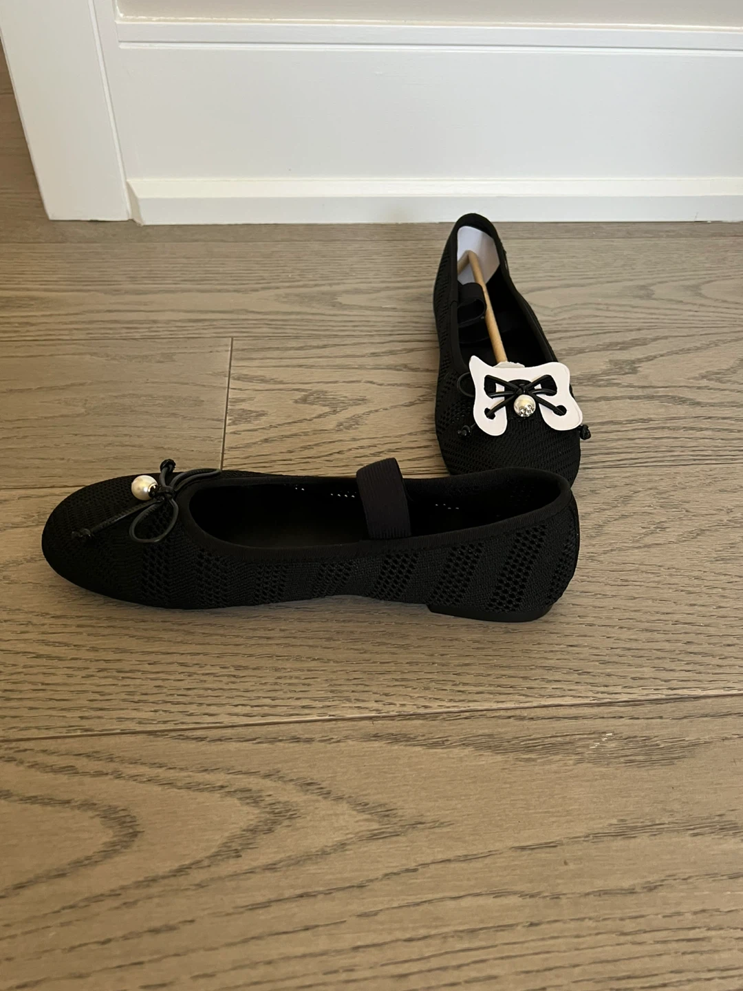 Charles & Keith Black Knit Ballet Flats with Bow Detail - photo 4