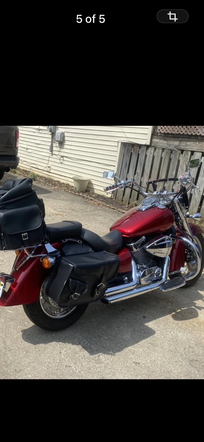 2012 - Red Honda Cruiser Motorcycle with Saddlebags