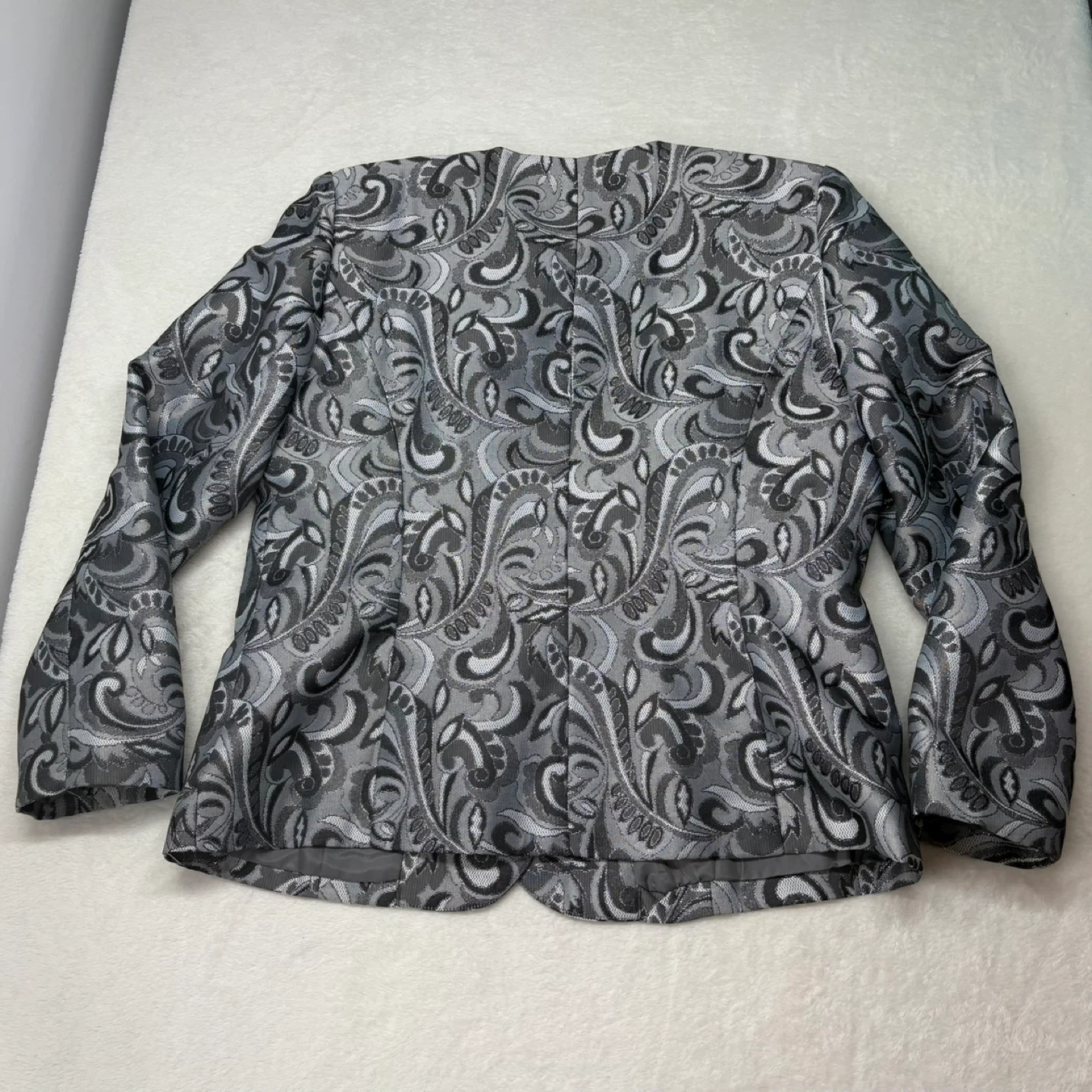 Tradition Metallic Paisley Collarless Blazer Silver Size 16 - photo 3