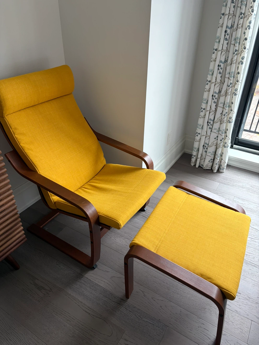 Yellow Lounge Chair and Ottoman Set