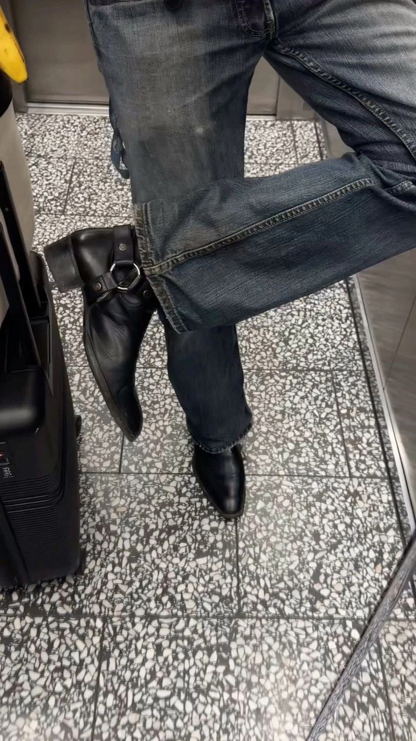 Saint Laurent Paris Black Leather Harness Boots