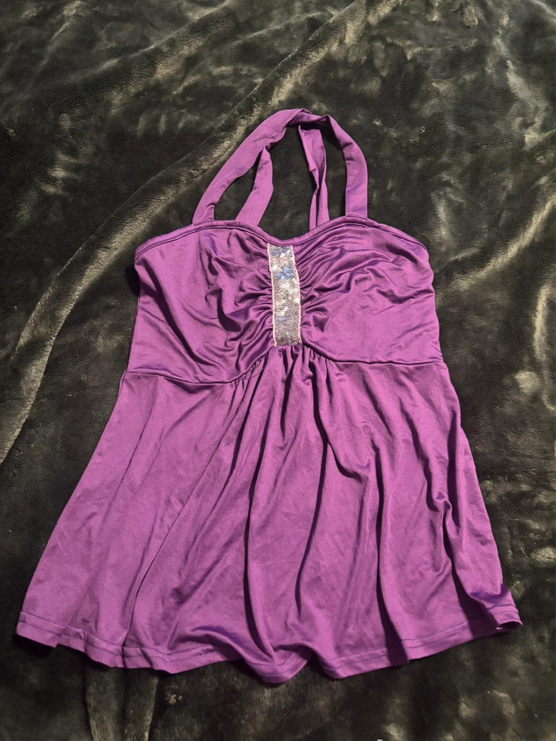 Purple Halter Top with Sequin Detail