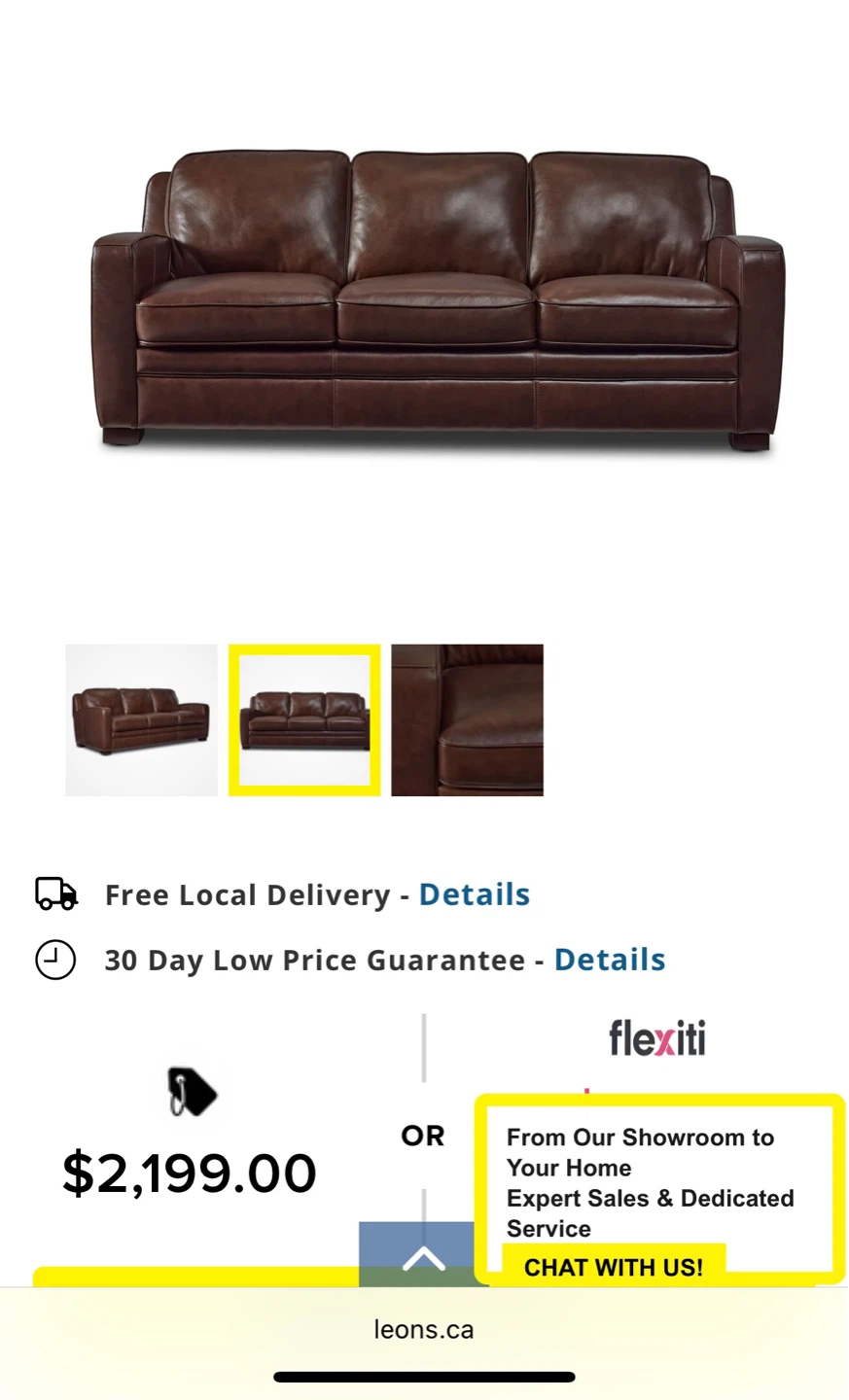 Cindy Crawford Home Brown Leather Sofa - photo 5