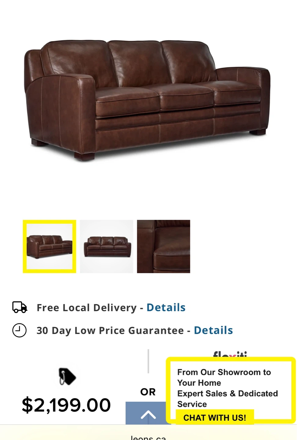Cindy Crawford Home Brown Leather Sofa - photo 2