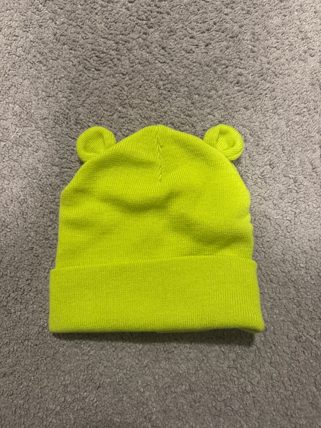 Bright Green Beanie with Bear Ears