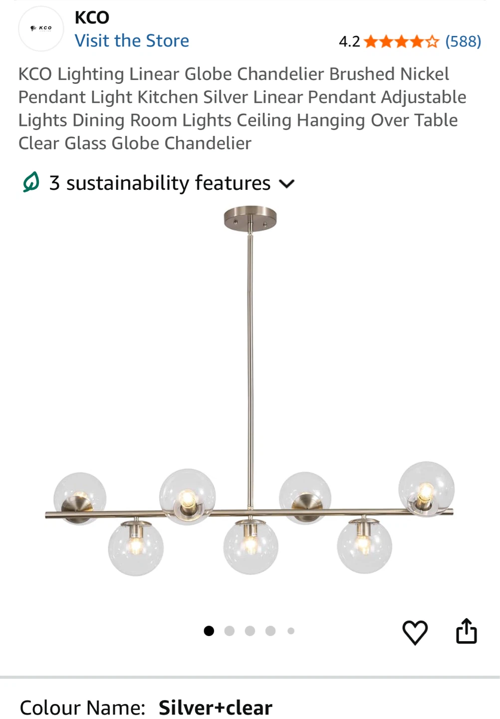 KCO Lighting Linear Globe Chandelier Brushed Nickel