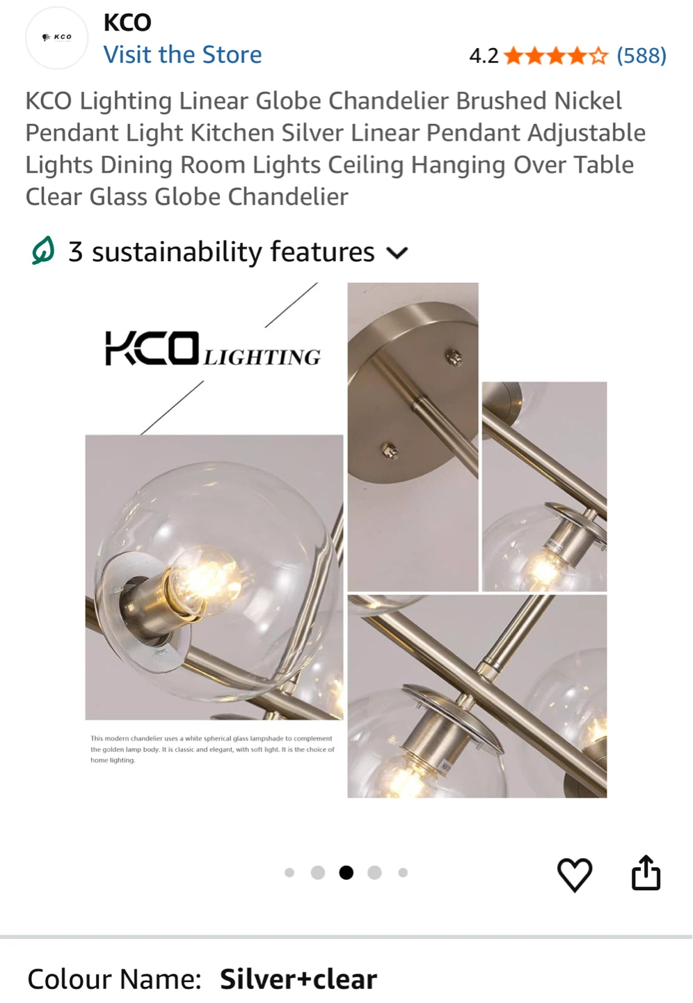 KCO Lighting Linear Globe Chandelier Brushed Nickel - photo 3