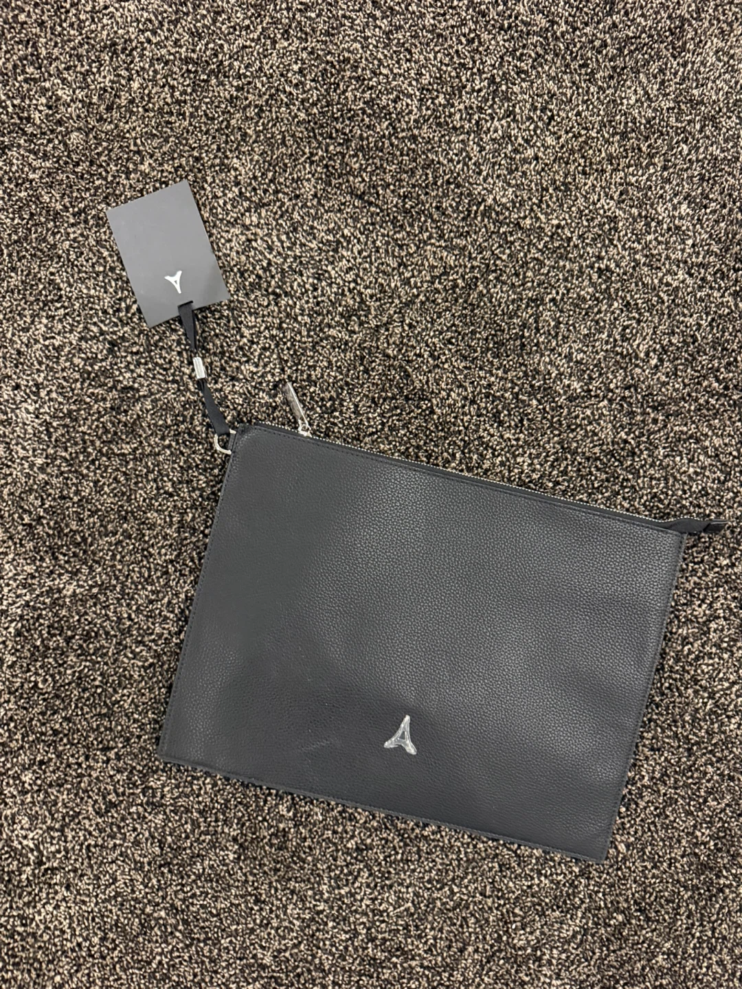 manieredevoir Dark Grey Leather Clutch document/ iPad case