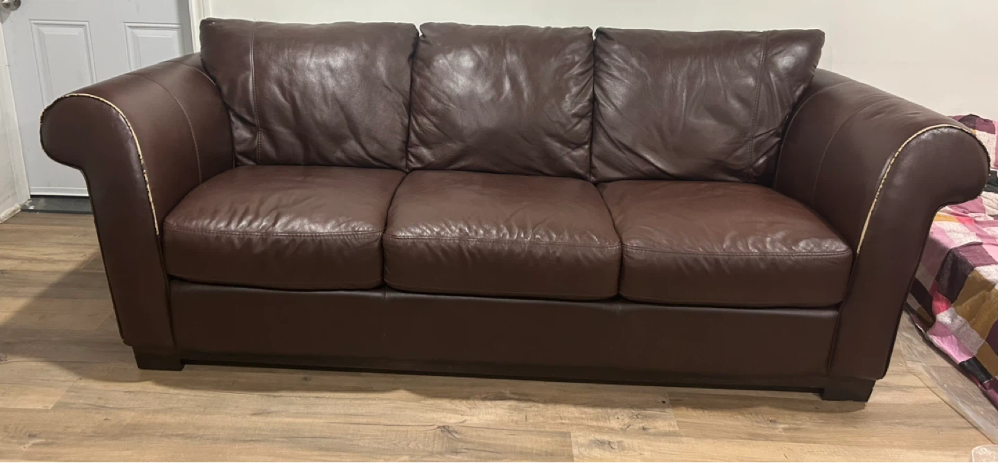 Cindy Crawford Home Brown Leather Sofa - photo 4