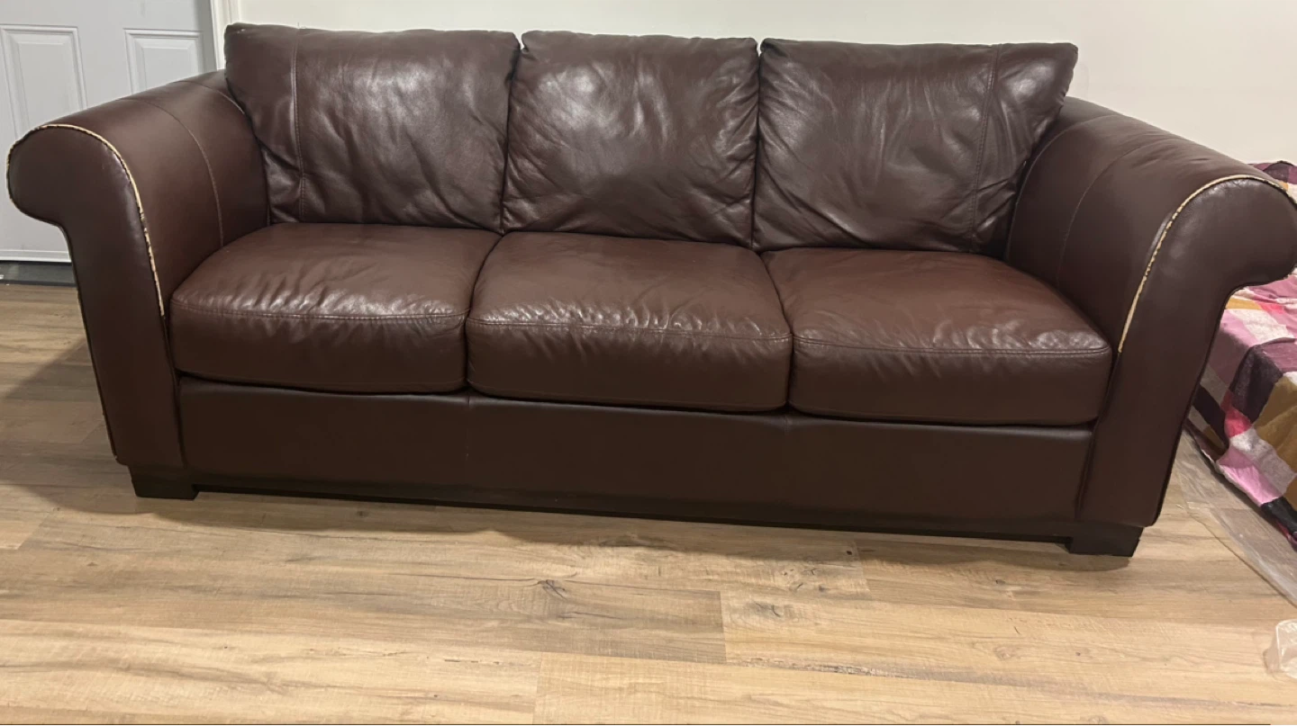 Cindy Crawford Home Brown Leather Sofa