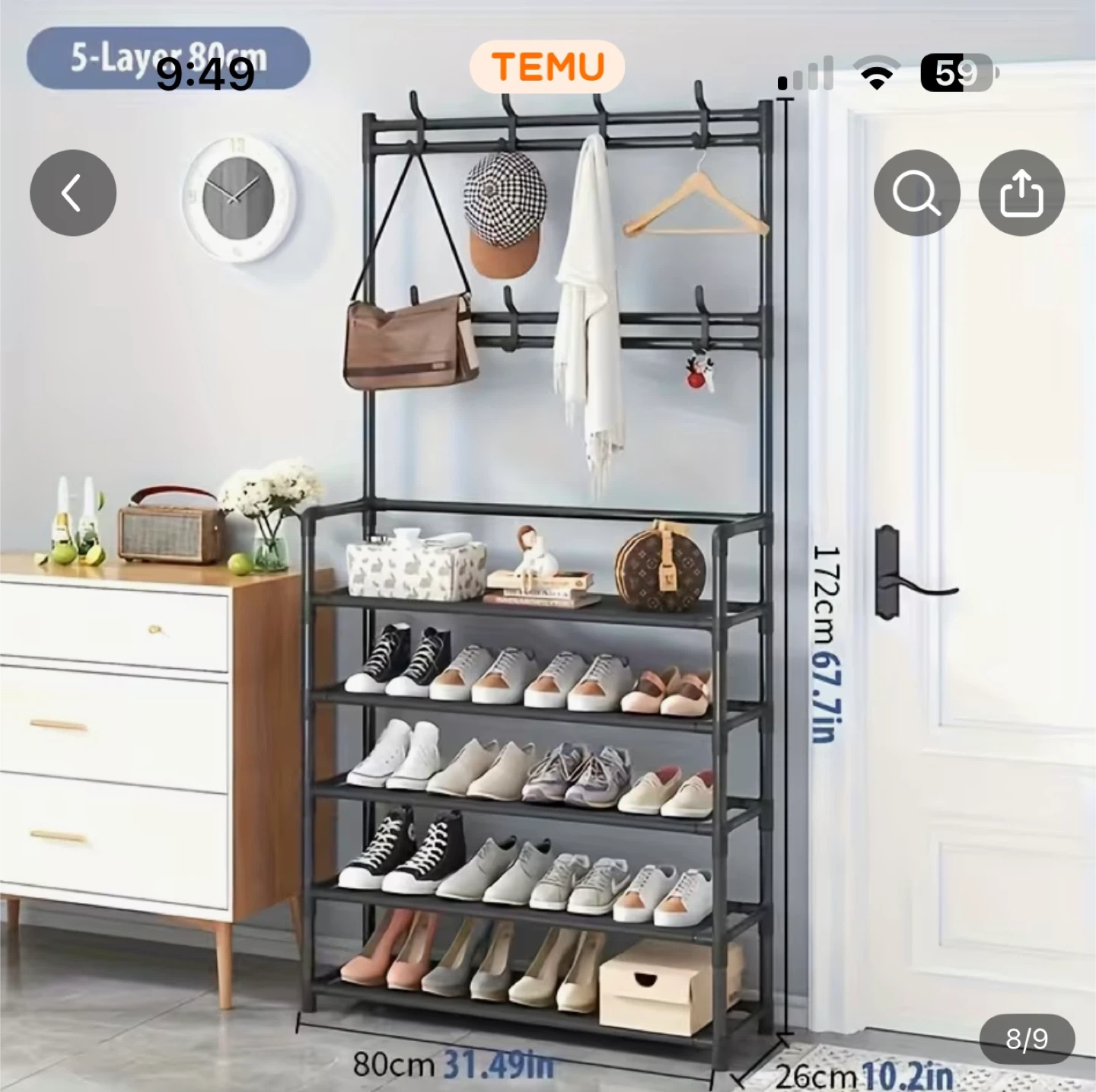 5-Tier Coat Rack Shoe Shelf Organizer