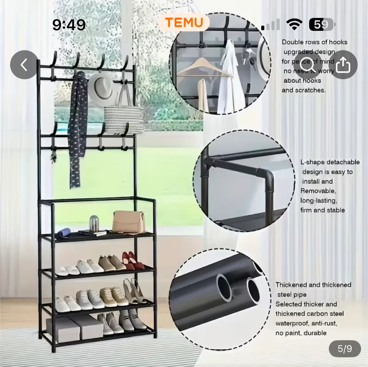 5-Tier Coat Rack Shoe Shelf Organizer - photo 2