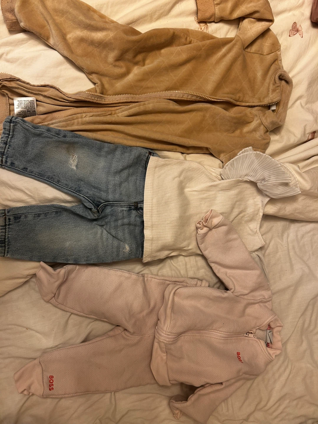 Baby Girls' Clothes Set - BOSS, Velour, Jeans, Top