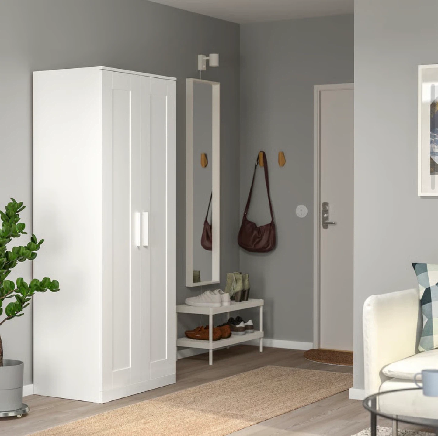 IKEA BRIMNES Wardrobe with 2 doors, white (Assembled) - photo 3