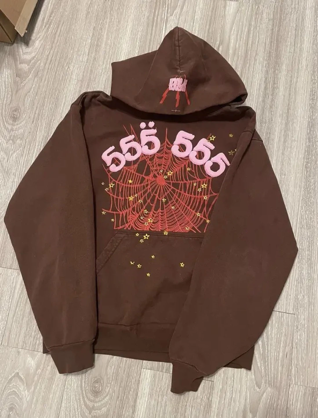 Brown Sp5der 555 Small Hoodie