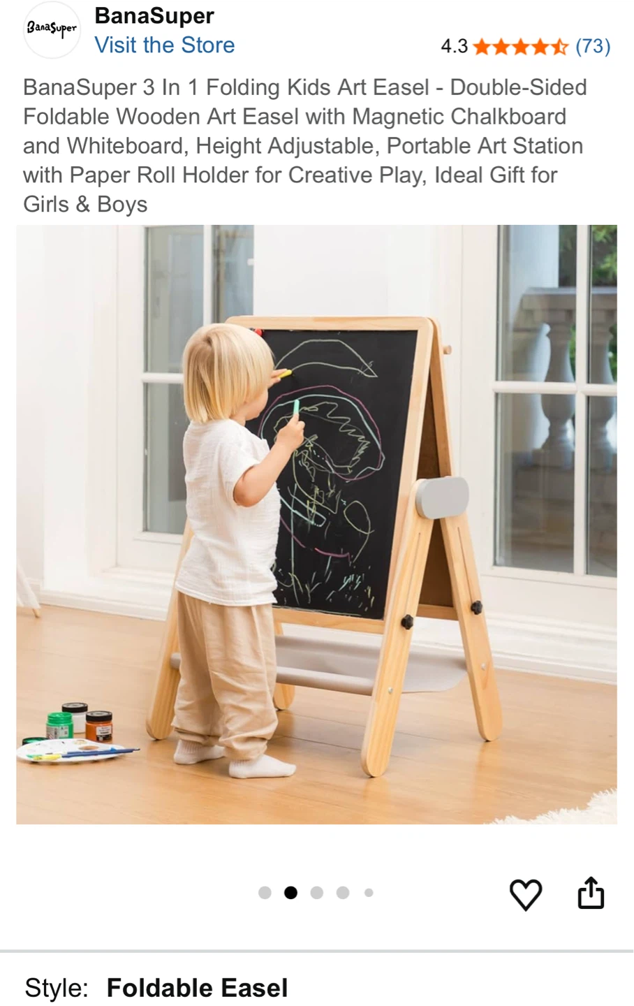 BanaSuper 3 In 1 Folding Kids Art Easel - photo 2