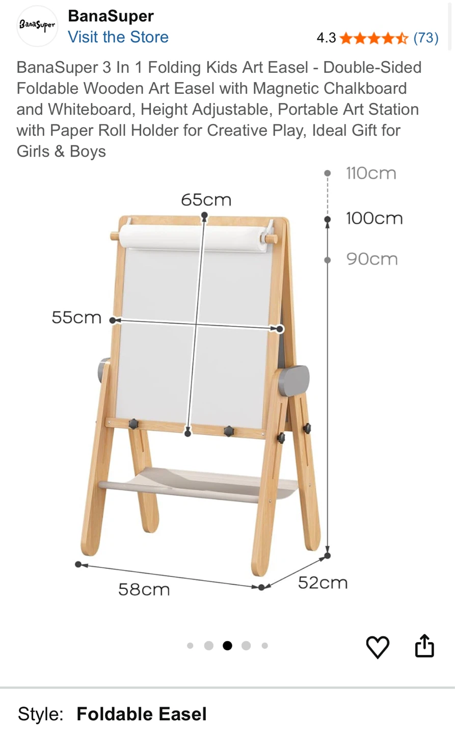 BanaSuper 3 In 1 Folding Kids Art Easel - photo 3