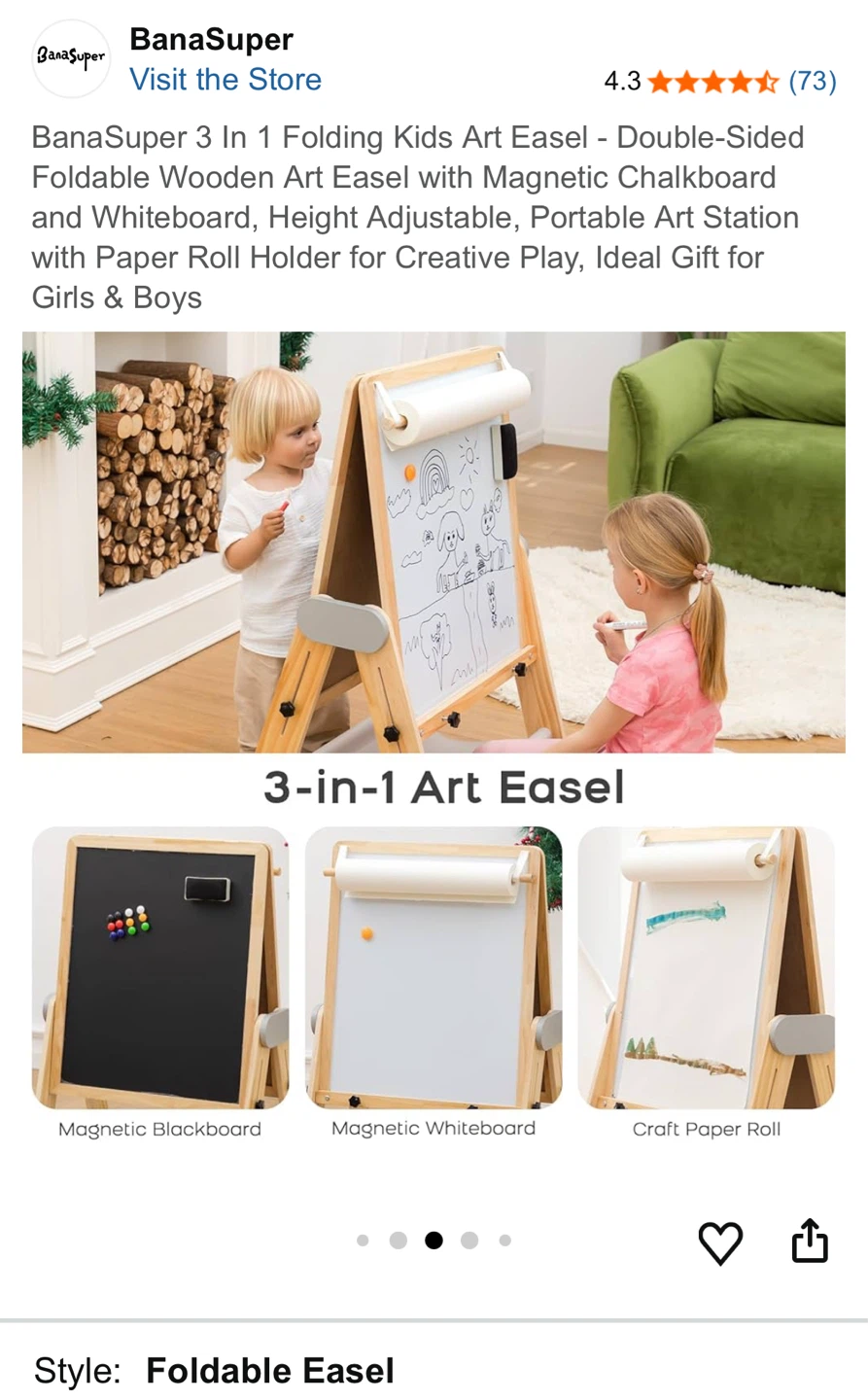 BanaSuper 3 In 1 Folding Kids Art Easel - photo 4
