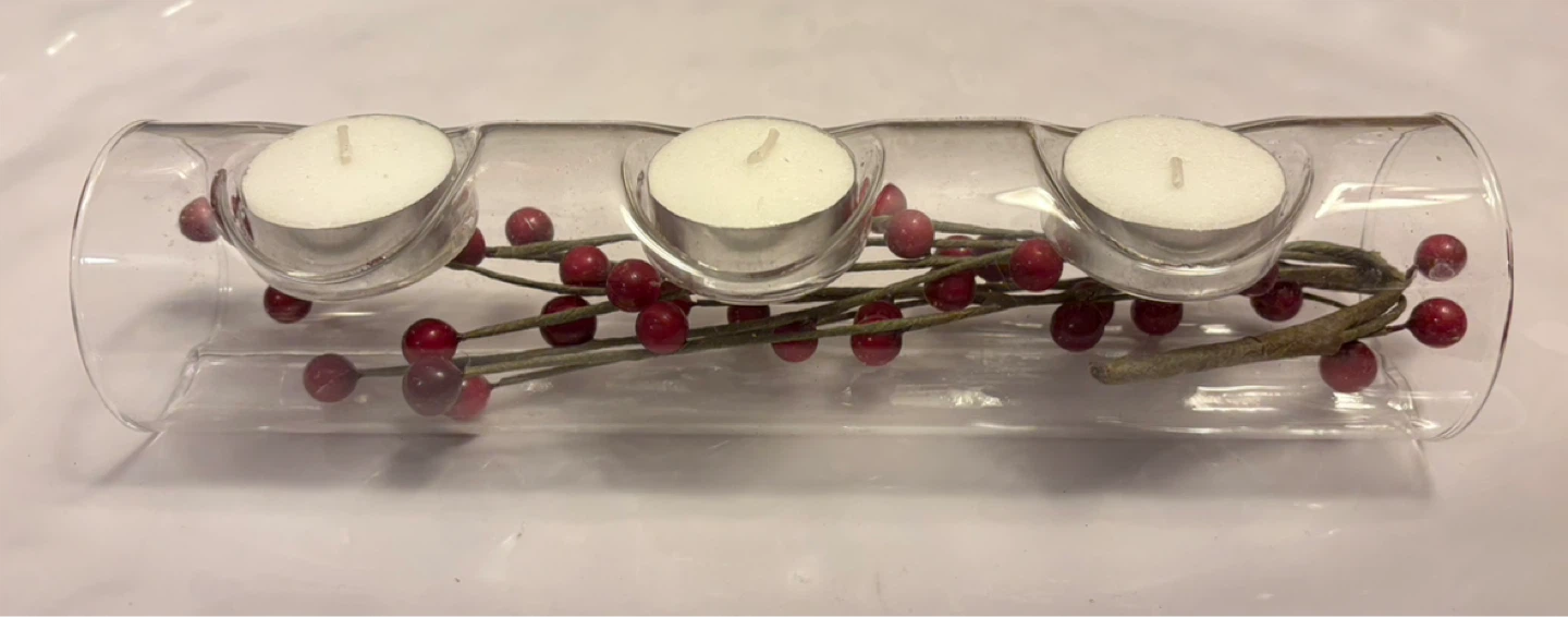 ✨✨Glass Candle Holder with Faux Berries