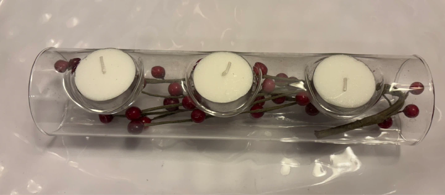 ✨✨Glass Candle Holder with Faux Berries - photo 2