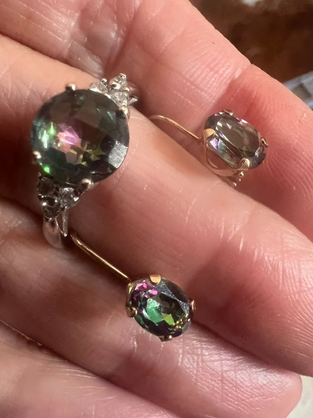 10 k Mystic Topaz Ring and Earring Set