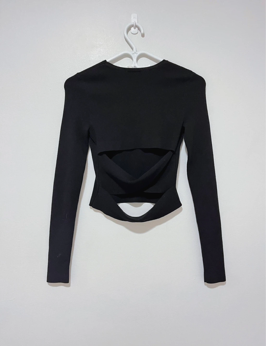 A.L.C. Black Cut-Out Long Sleeve Top- XS