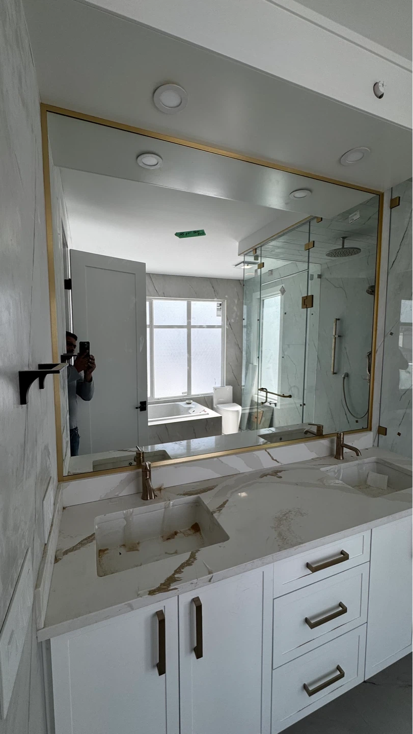 Framed Bathroom Mirror and Shower Enclosure - photo 4