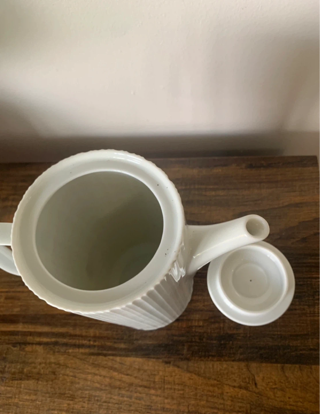 White Ceramic Coffee Pot with Gold Accent Lid - photo 3