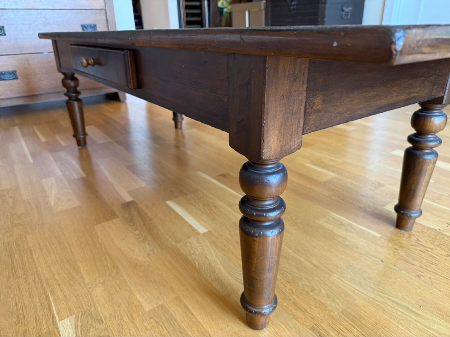 Pottery barn Antique Dark Wood Console Table with Drawer