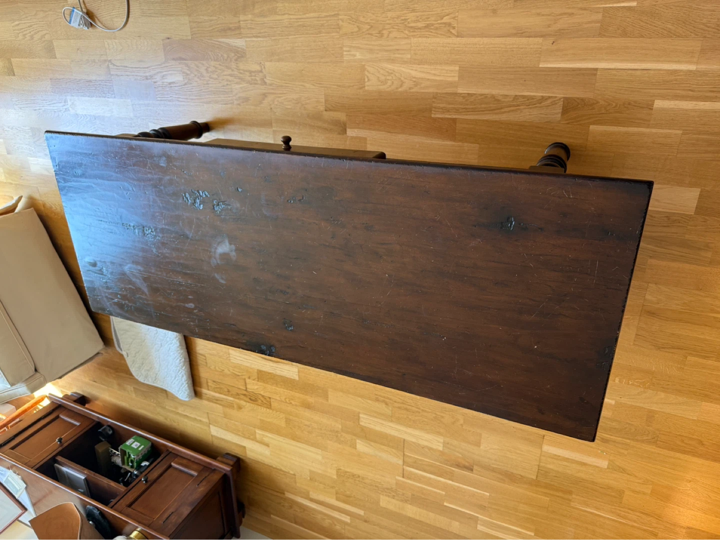 Pottery barn Antique Dark Wood Console Table with Drawer - photo 2