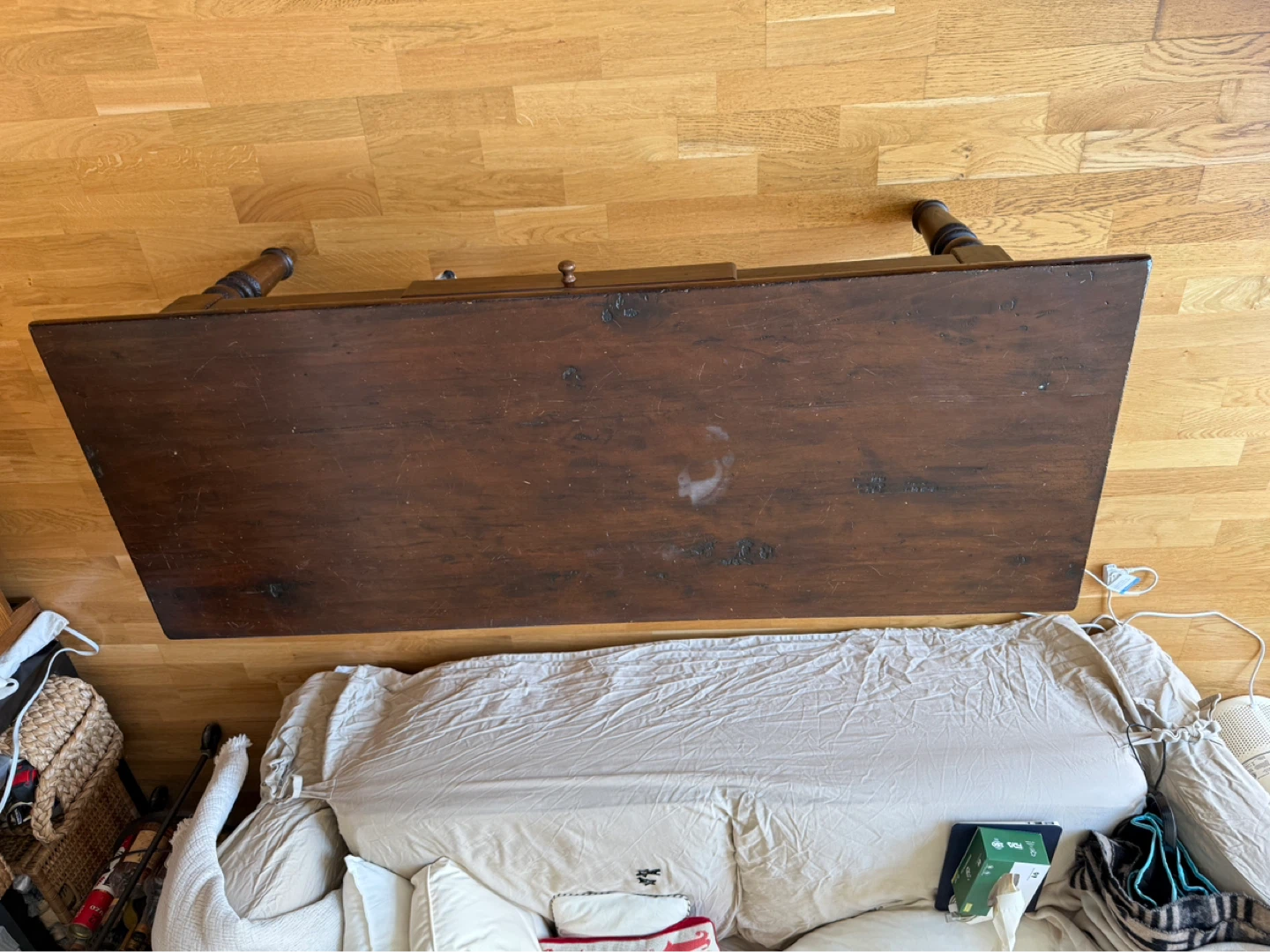 Pottery barn Antique Dark Wood Console Table with Drawer - photo 3