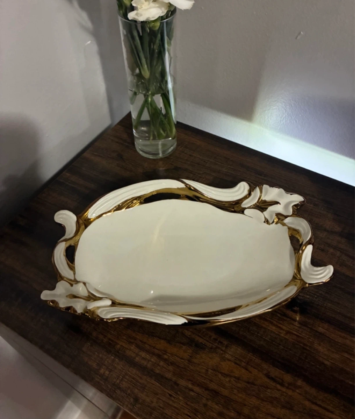 White and Gold Decorative Serving Tray