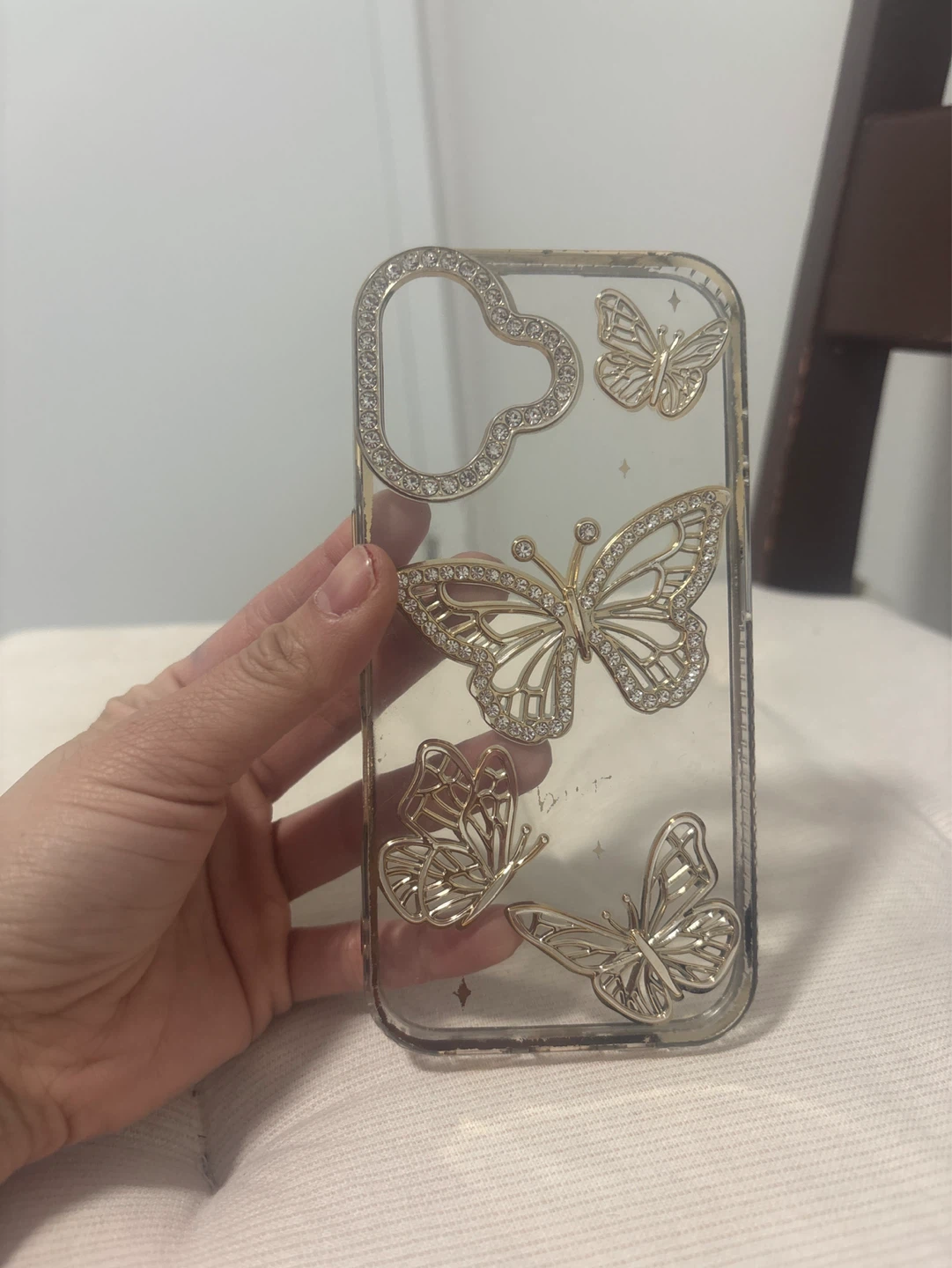 iPhone 16 case Butterfly Design Phone Case with Rhinestones