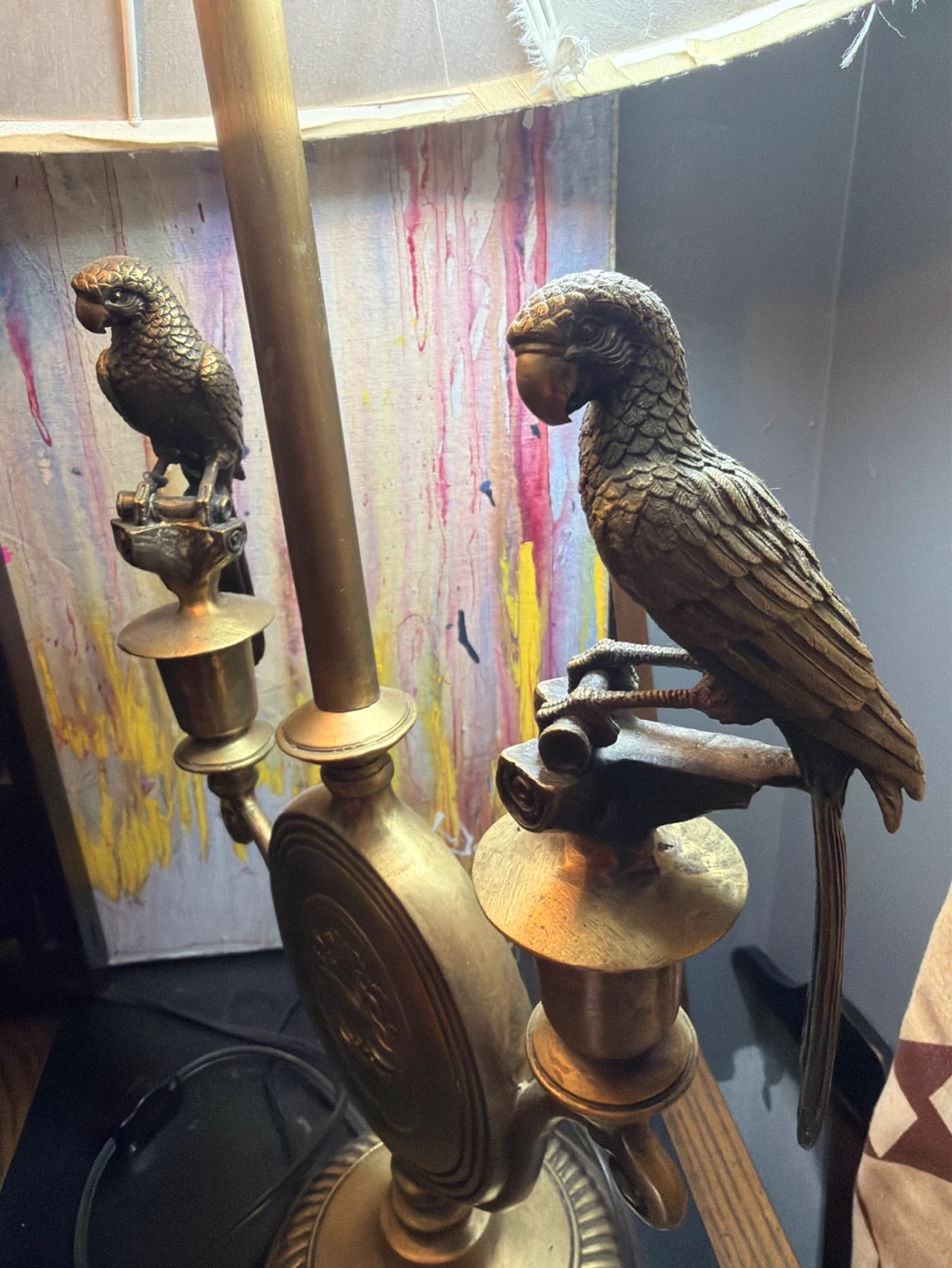 Vintage brass Boho inspired parrot lamp