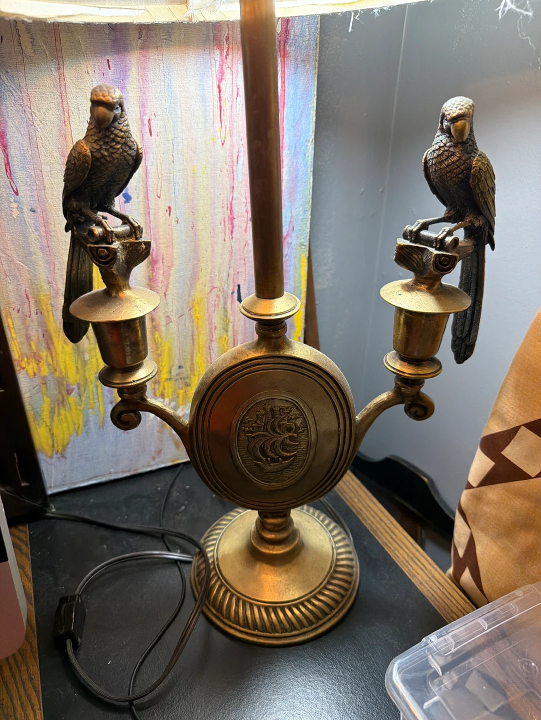Vintage brass Boho inspired parrot lamp - photo 2