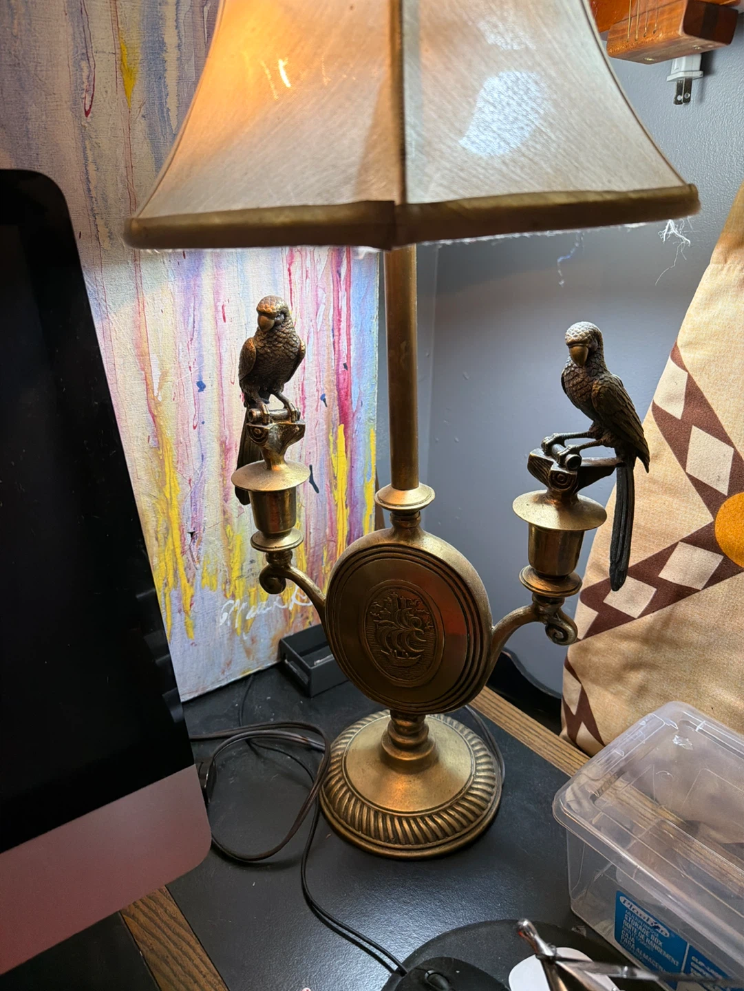 Vintage brass Boho inspired parrot lamp - photo 3