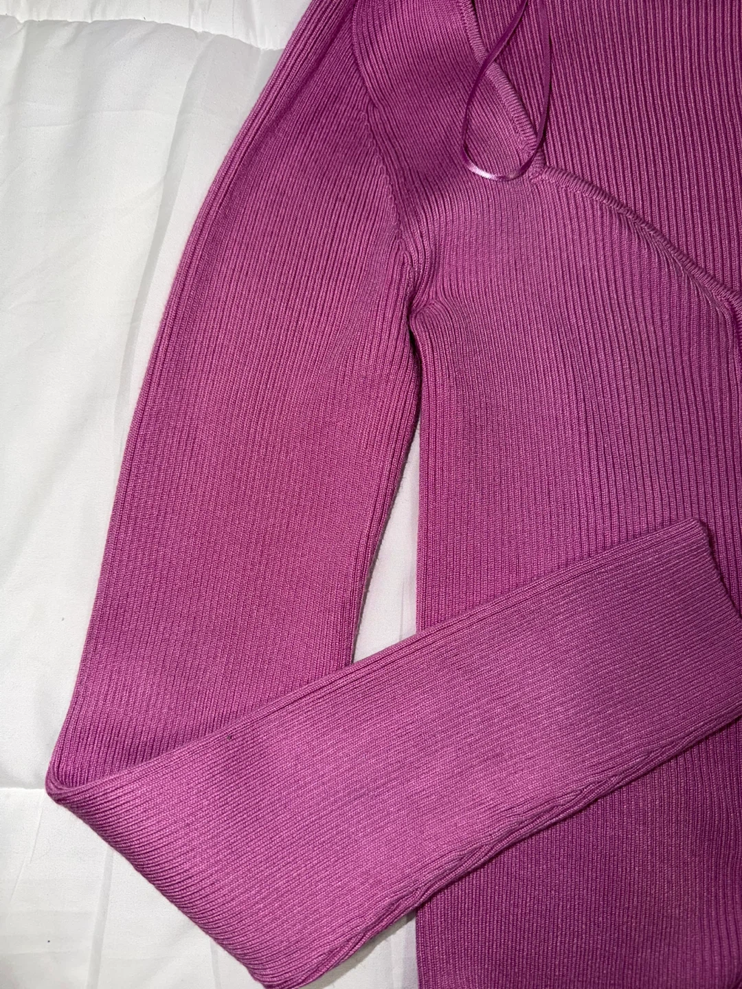 Pink Rose Zip-Up Ribbed Cardigan Size S - photo 2