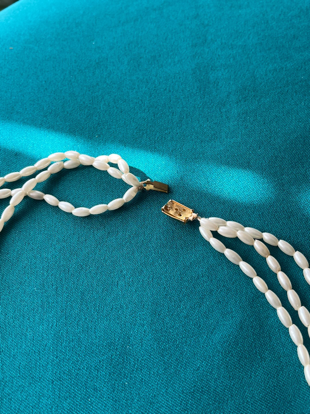 Triple Strand Oval Rice Pearl Necklace - photo 3
