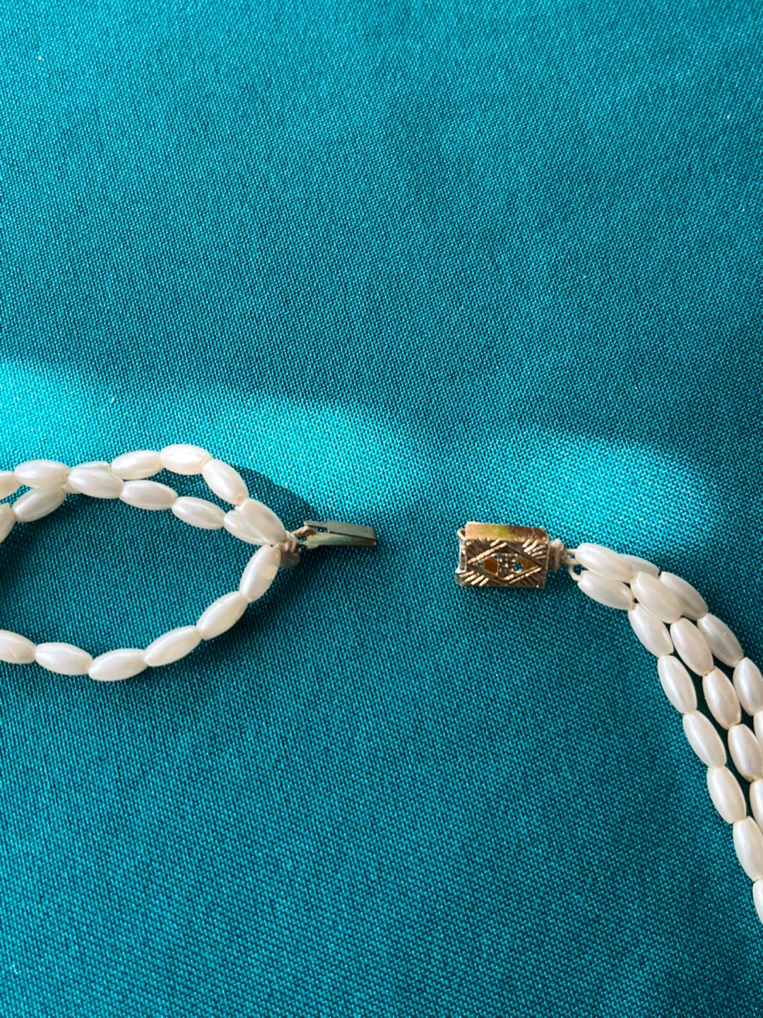 Triple Strand Oval Rice Pearl Necklace - photo 2