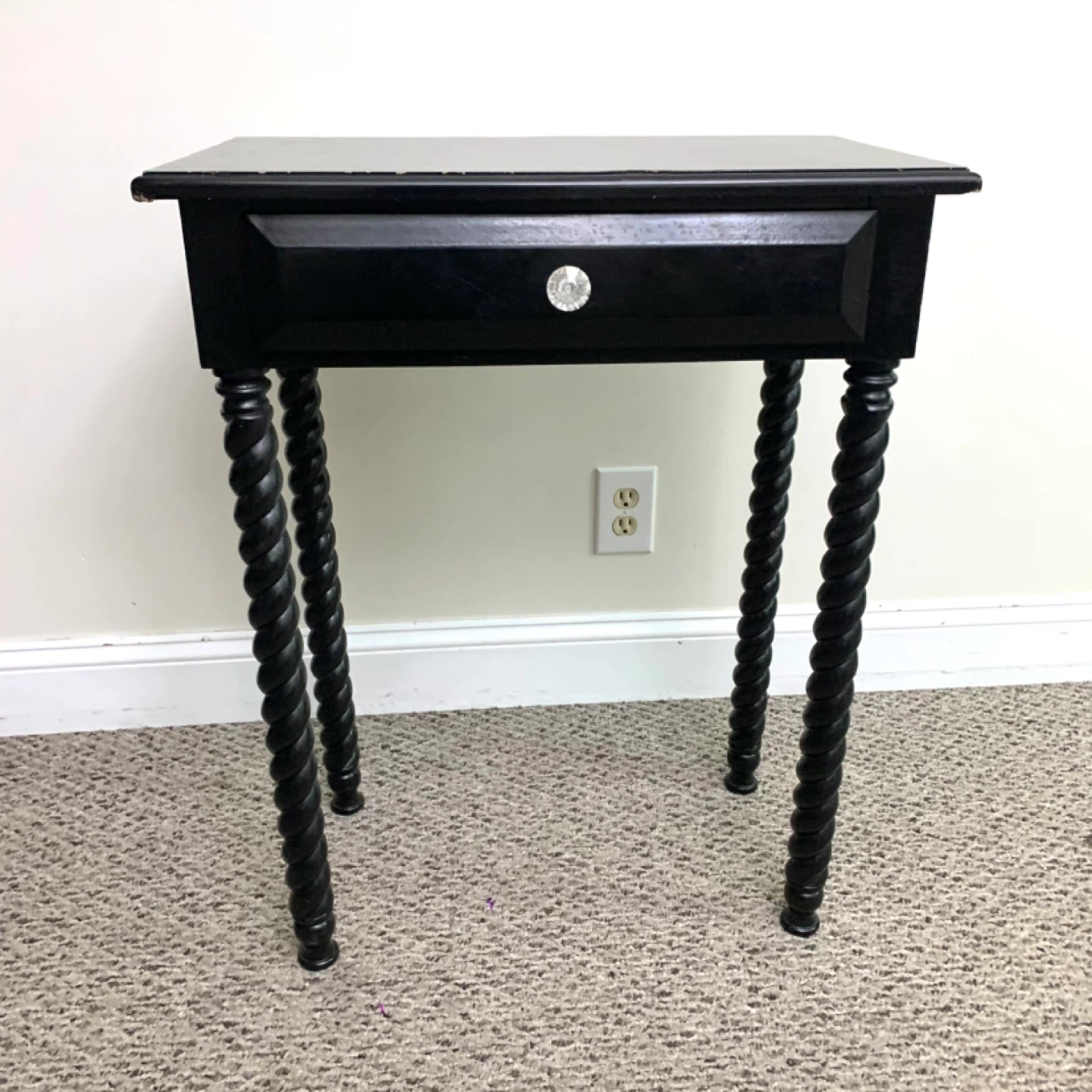 Black Accent Table Side Table Wood End Table Drawer Twisted - photo 3
