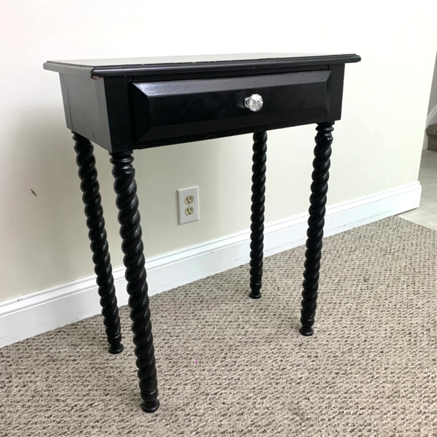 Black Accent Table Side Table Wood End Table Drawer Twisted - photo 2