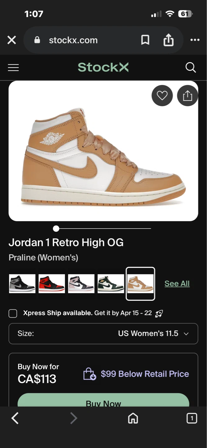 Nike Air Jordan 1 Retro High OG Praline Women's Shoes - photo 4