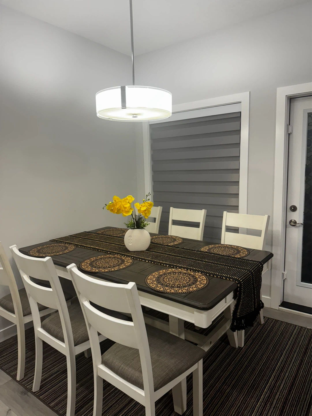 Brick 7pc Dining Table Set , 70"W - White/Grey