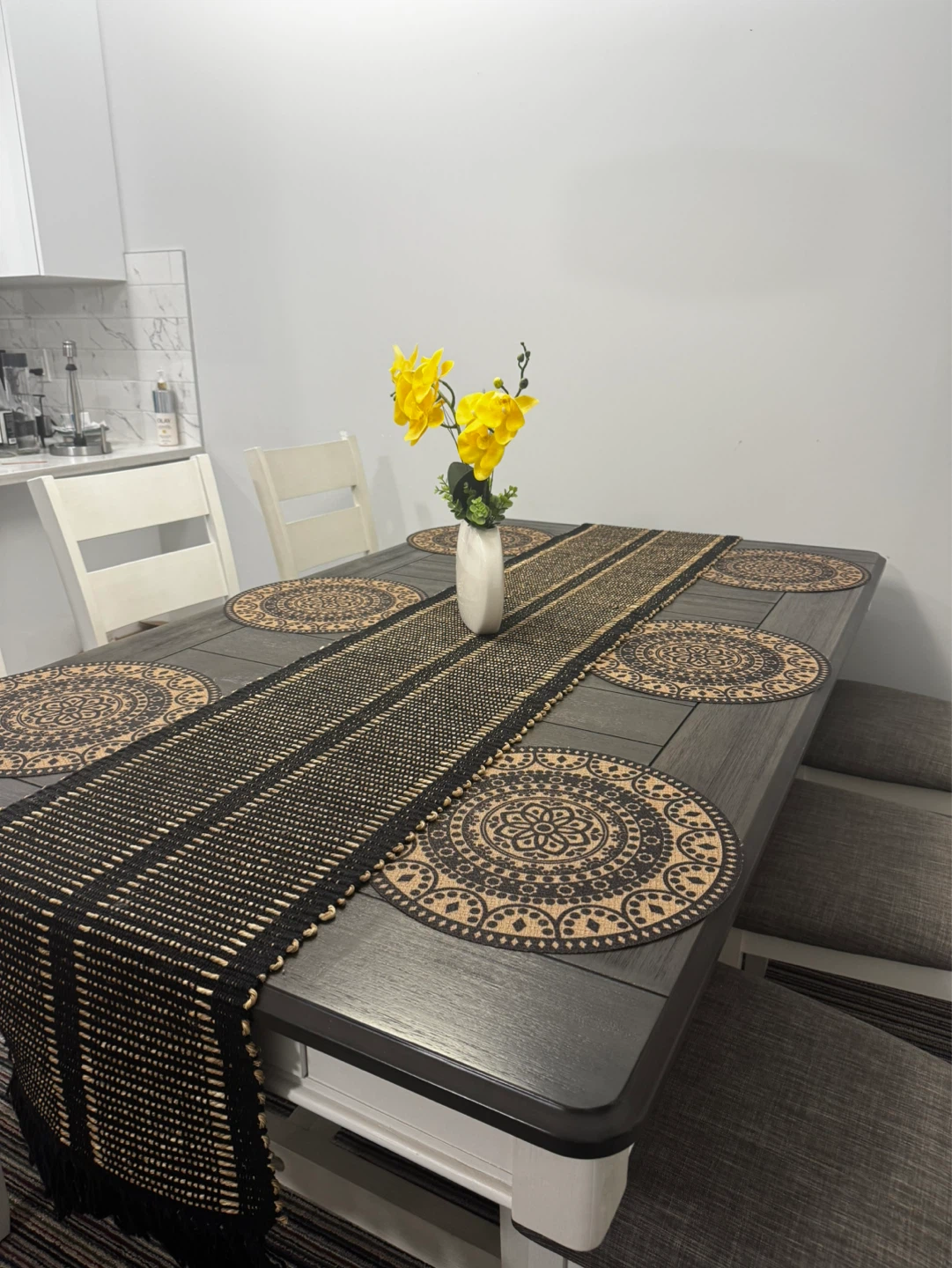 Brick 7pc Dining Table Set , 70"W - White/Grey - photo 3