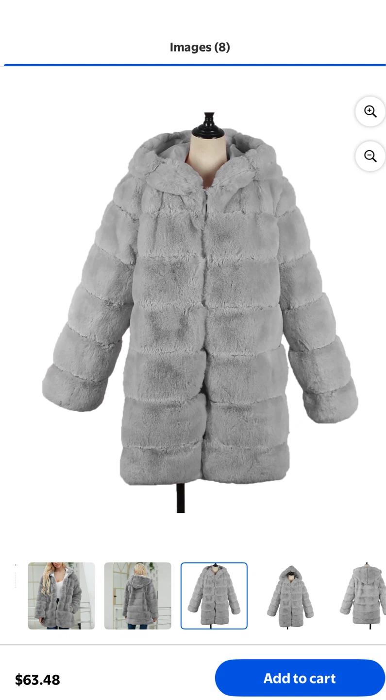 Grey Faux Fur Hooded Coat