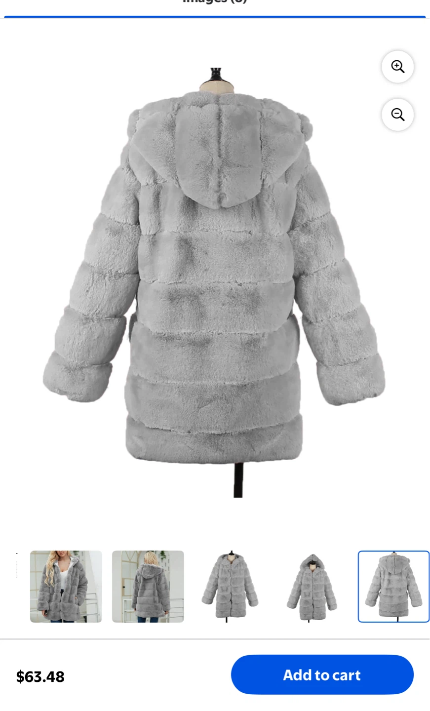 Grey Faux Fur Hooded Coat - photo 2