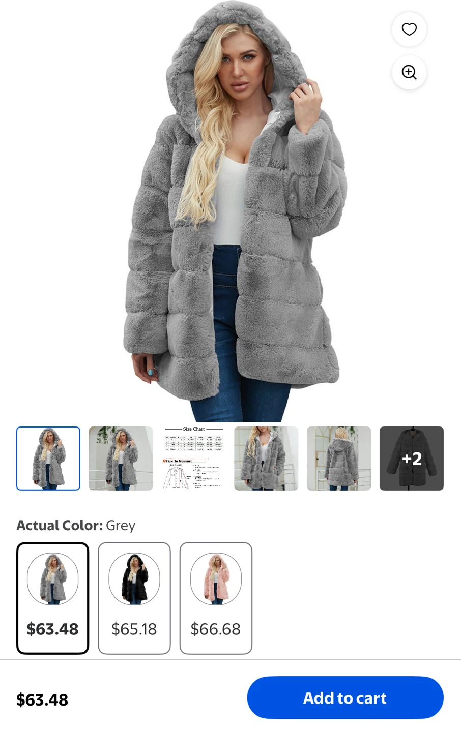 Grey Faux Fur Hooded Coat - photo 3