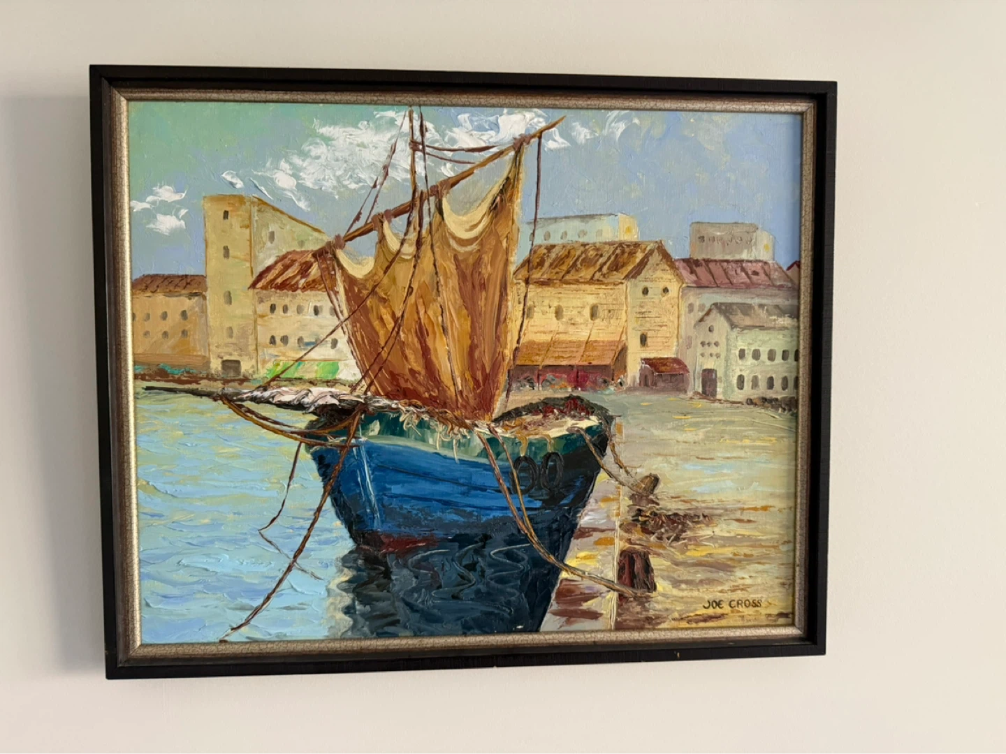 Oil painting of a sailboat by Joe Cross